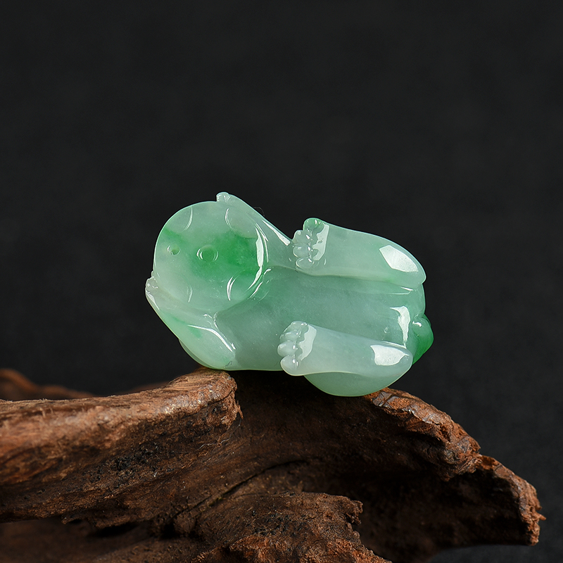 缅甸天然飘翠翡翠貔貅吊坠-红掌柜