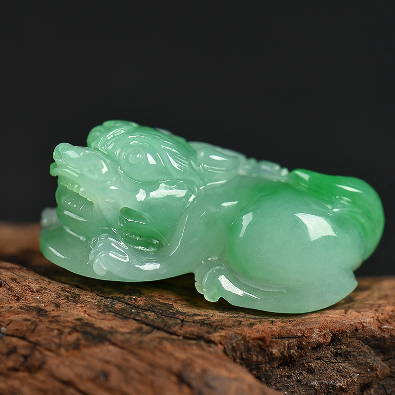缅甸天然糯种翡翠貔貅吊坠-红掌柜