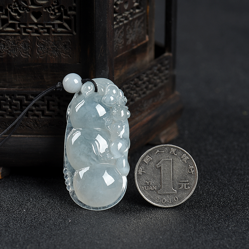 缅甸翡翠连中三元吊坠-红掌柜