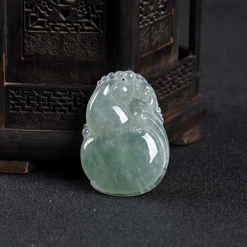 糯冰种飘花翡翠福禄寿吊坠-红掌柜