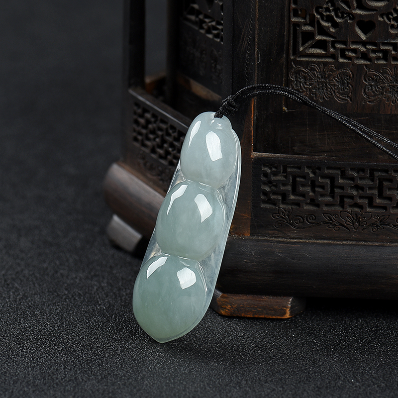 糯种翡翠连中三元吊坠-红掌柜