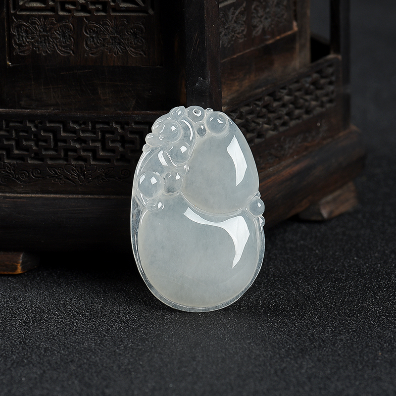 糯冰种白色翡翠福禄吊坠-红掌柜