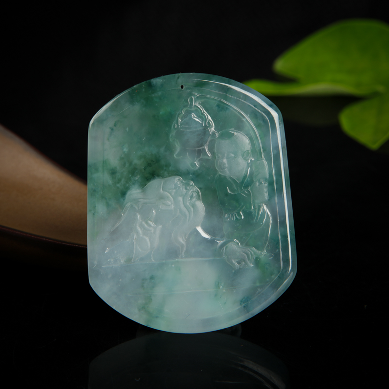 糯冰种翡翠琴棋书画套装吊坠-红掌柜