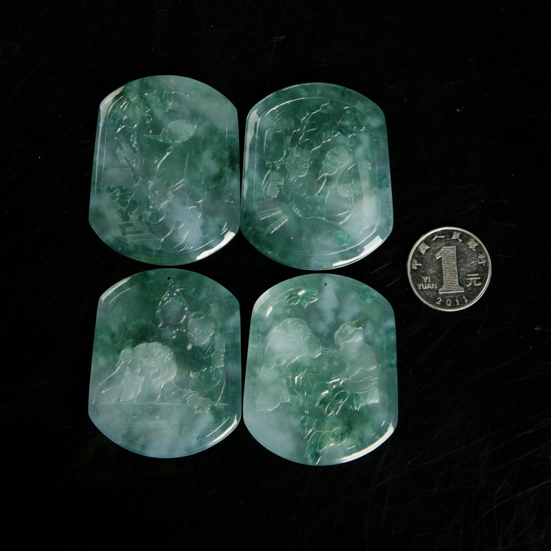 糯冰种飘花翡翠套装吊坠-红掌柜