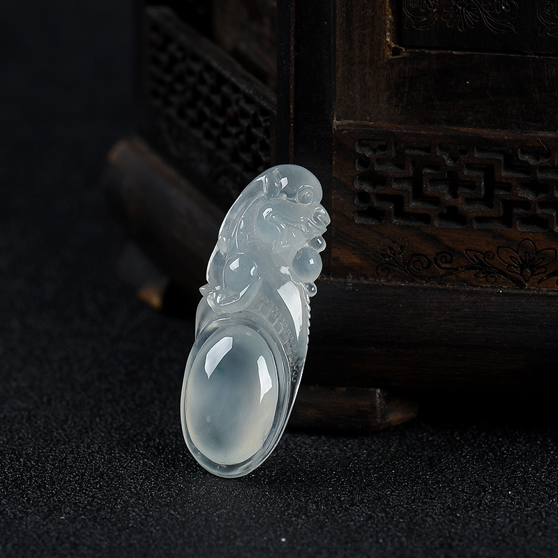 天然飘花翡翠福寿如意吊坠-红掌柜