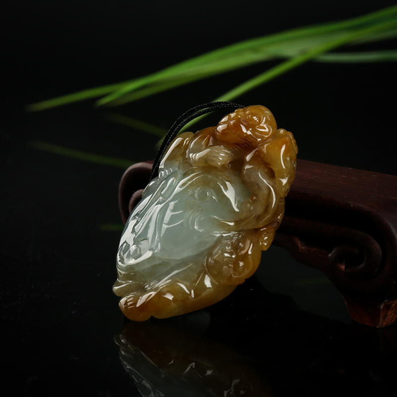 糯种黄翡王侯将相吊坠-红掌柜