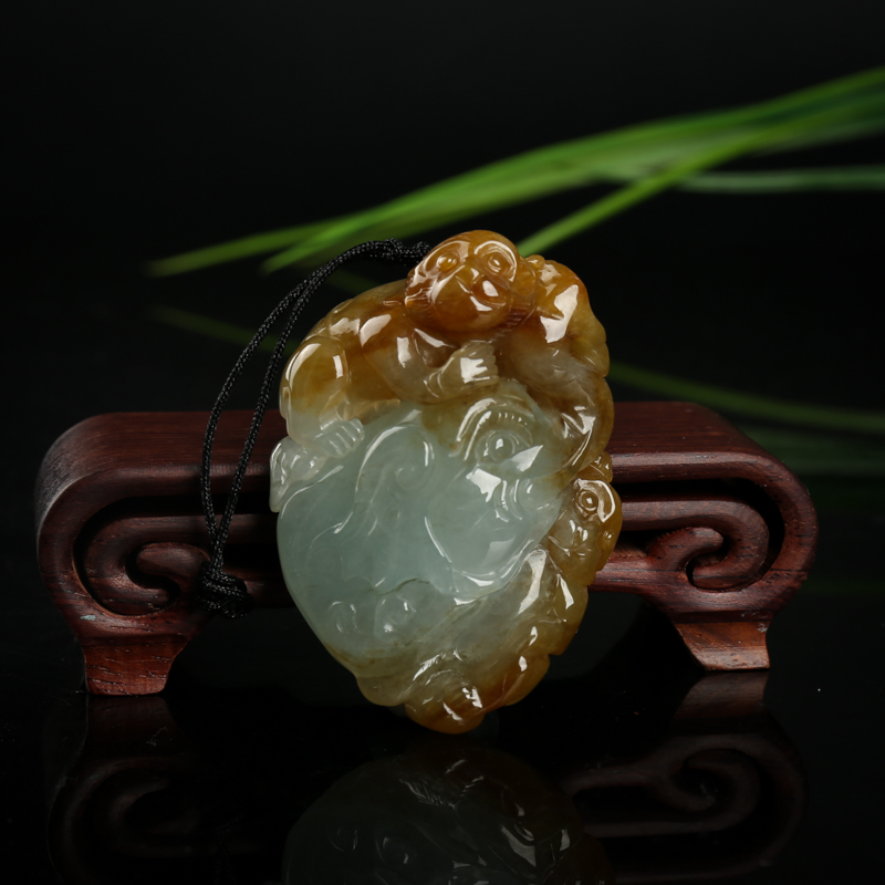 天然黄翡王侯将相吊坠-红掌柜