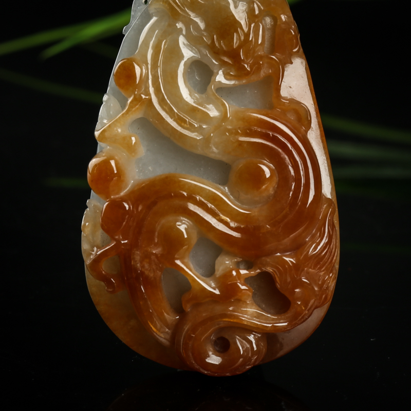 天然黄翡辰龙吊坠-红掌柜