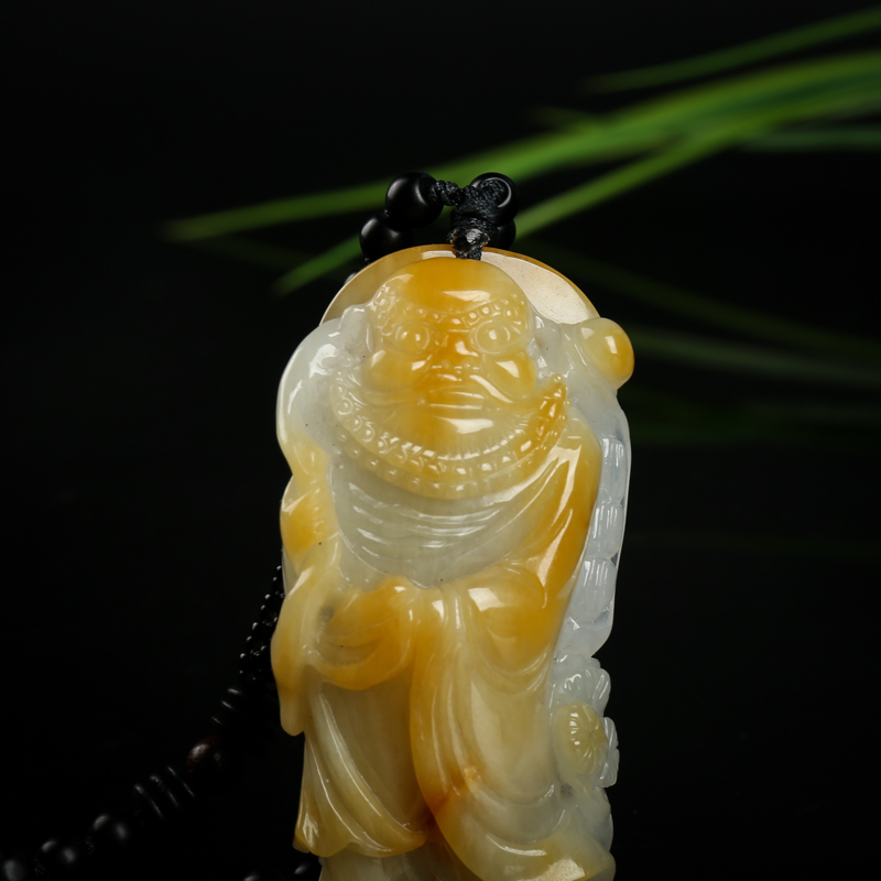 天然黄翡达摩挂坠-红掌柜