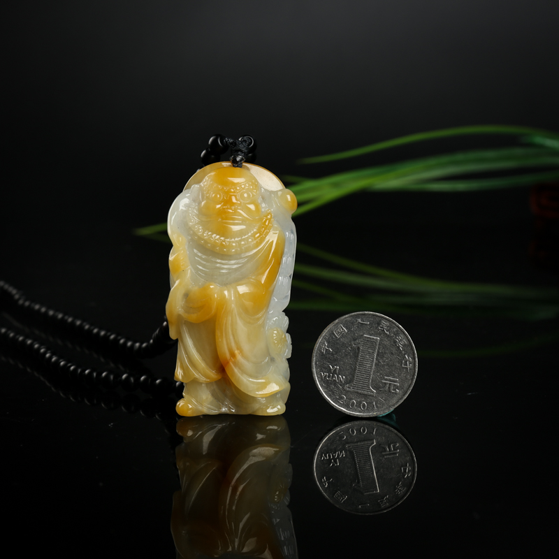 天然黄翡达摩挂坠-红掌柜