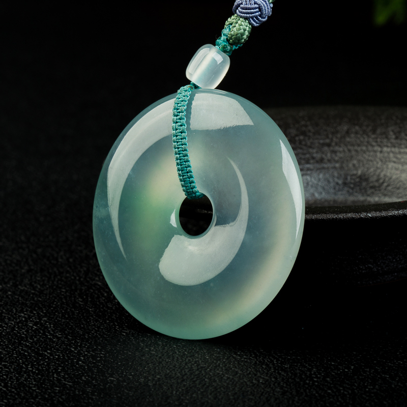 冰种淡晴水翡翠平安扣吊坠-红掌柜