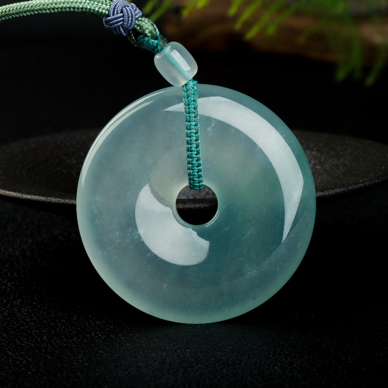 天然缅甸冰种翡翠平安扣吊坠-红掌柜