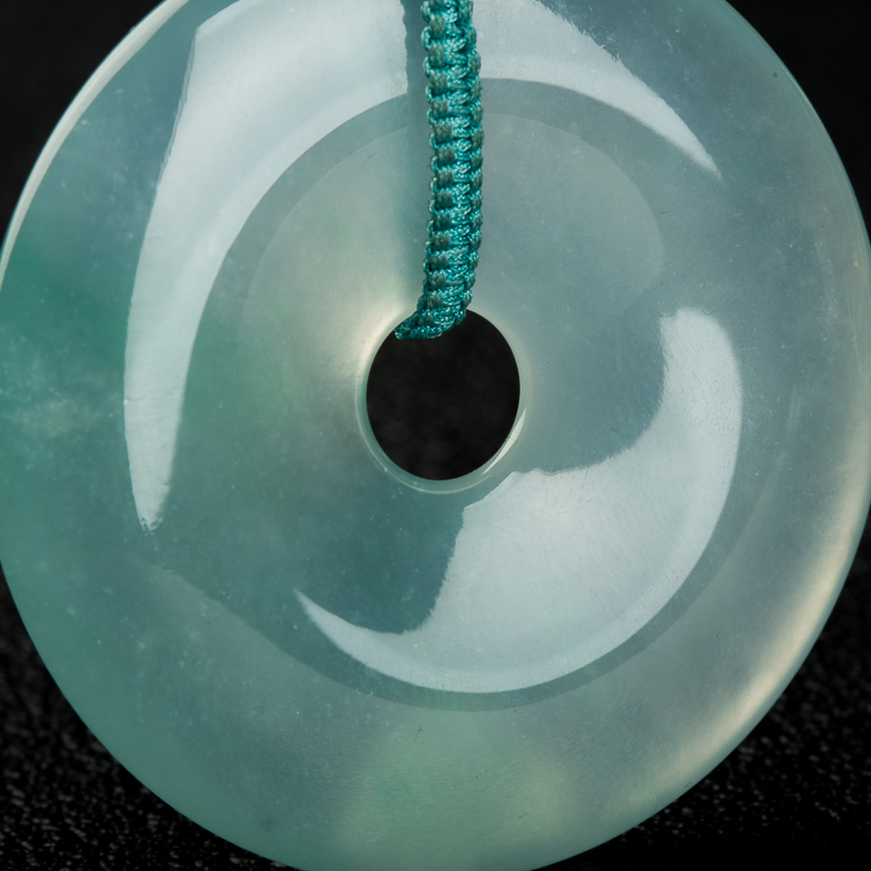 天然缅甸淡晴水翡翠平安扣吊坠-红掌柜