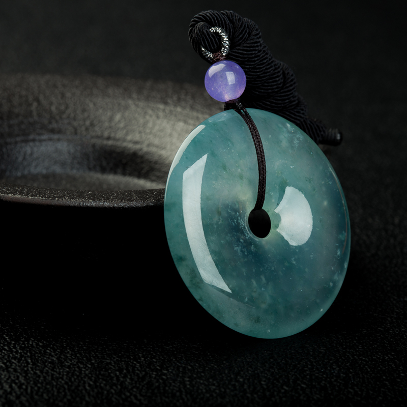 冰种飘花翡翠平安扣吊坠-红掌柜