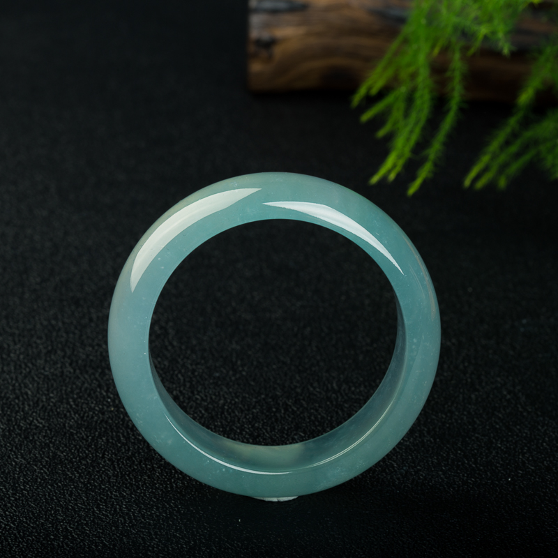 54.5mm天然缅甸冰种翡翠手镯-红掌柜