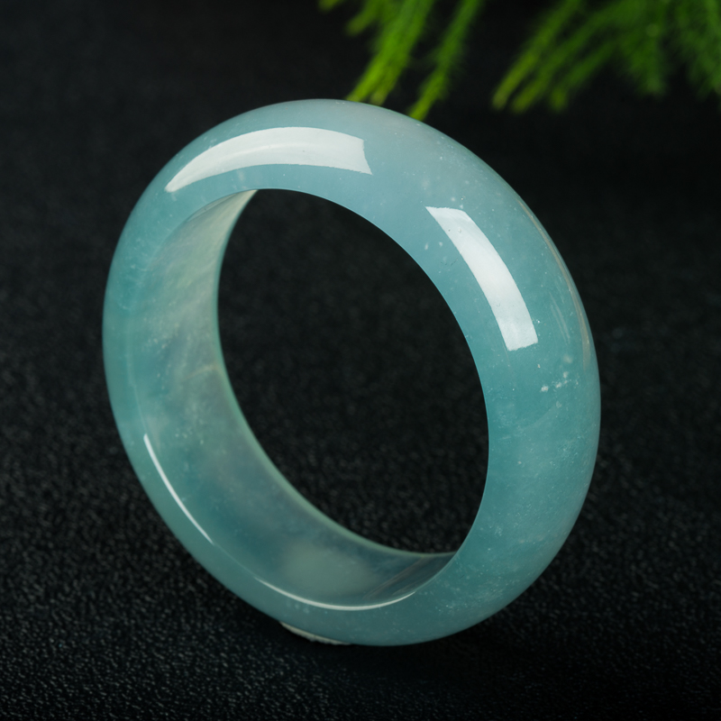 54.5mm天然缅甸晴水翡翠手镯-红掌柜