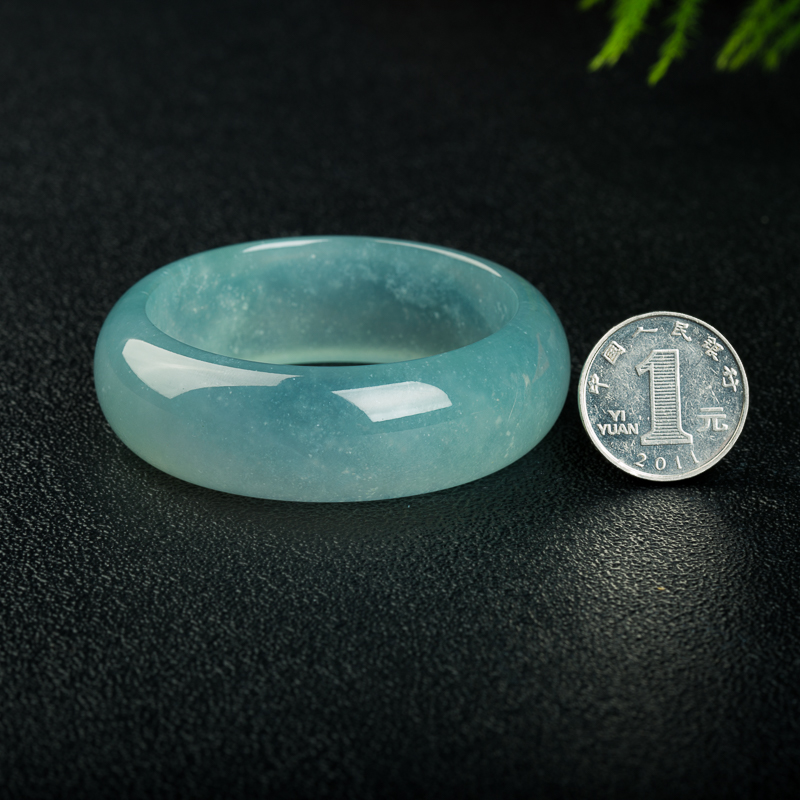 54.5mm天然缅甸冰种晴水翡翠手镯-红掌柜