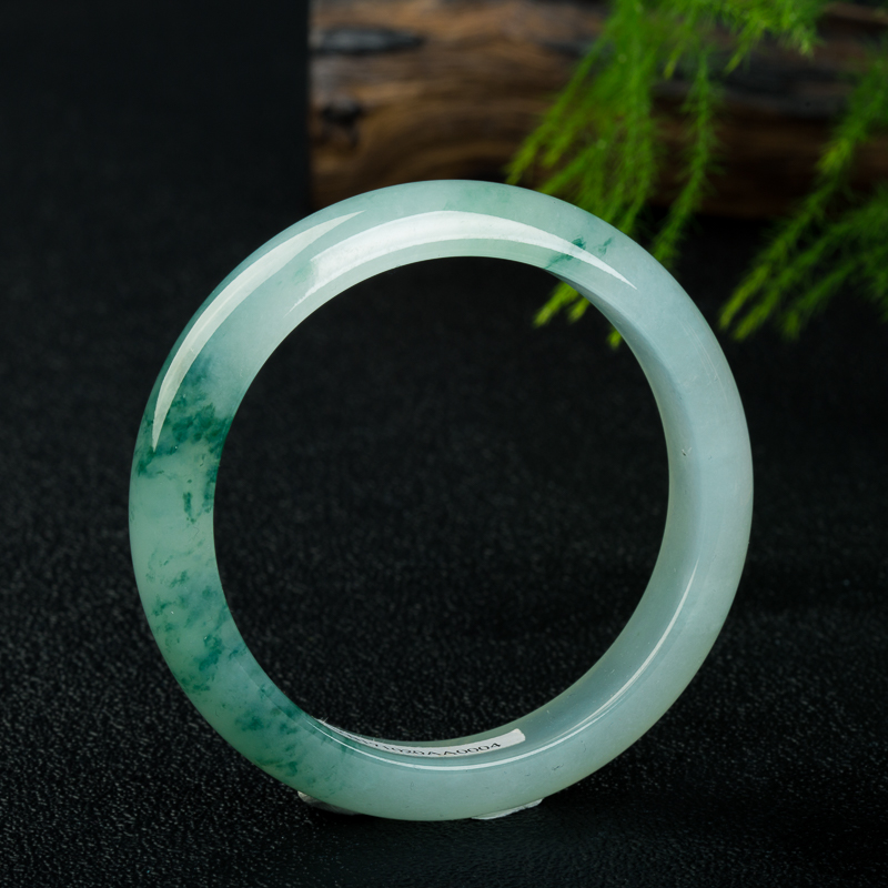 56.5mm糯冰种飘花翡翠手镯-红掌柜