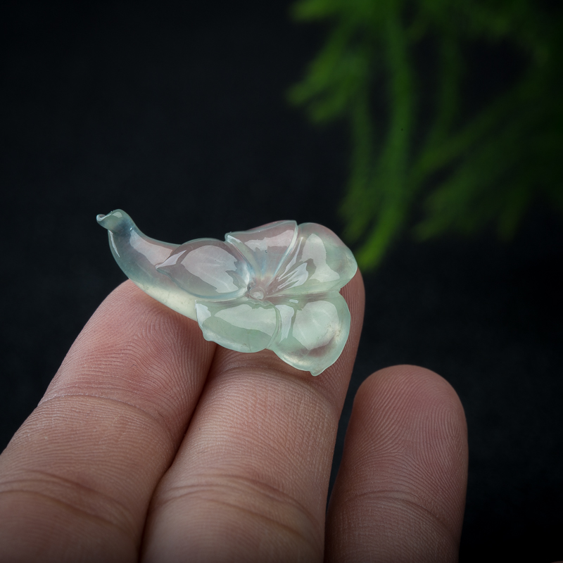 缅甸糯冰种翡翠百年好合吊坠-红掌柜