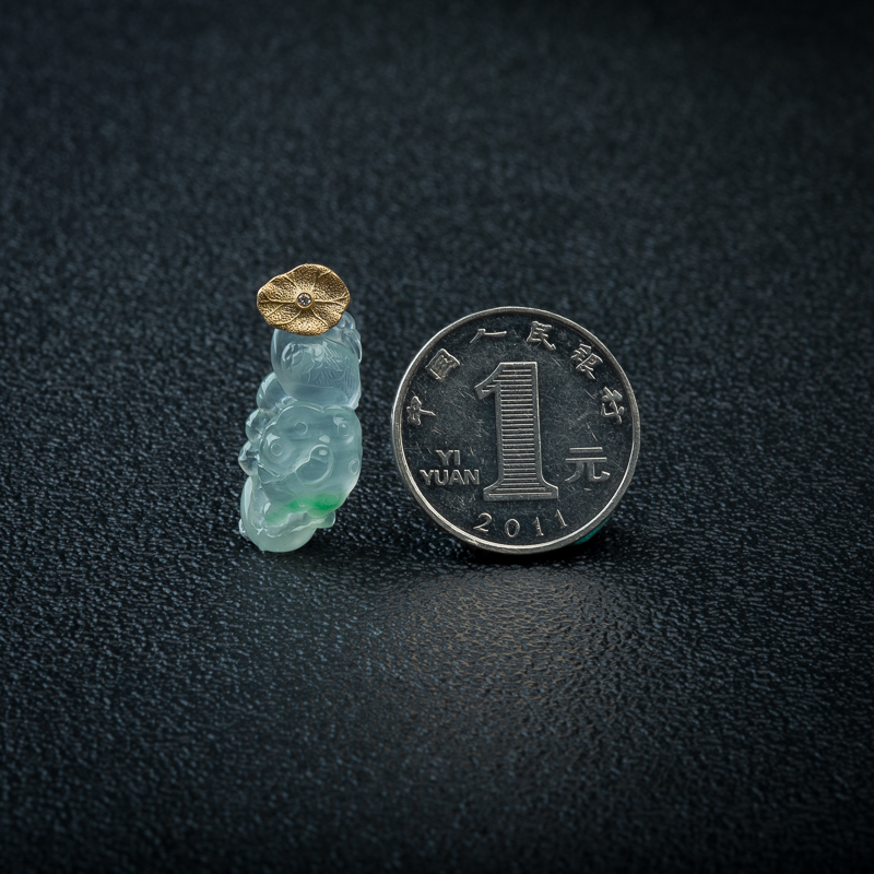 18K冰种飘翠翡翠一路联科吊坠-红掌柜