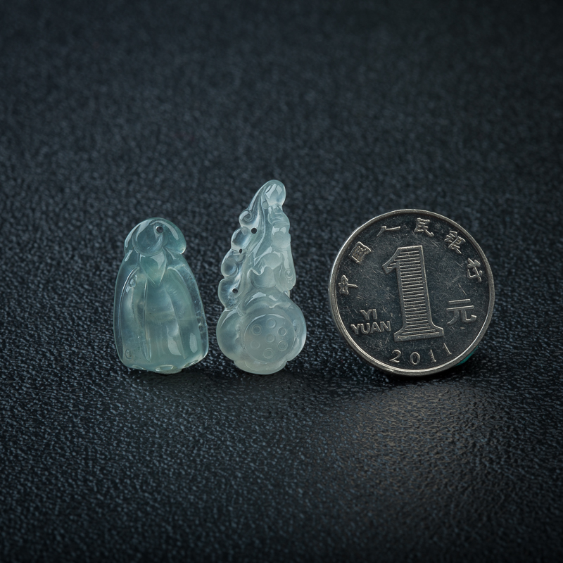 天然缅甸冰种翡翠莲蓬套装吊坠-红掌柜