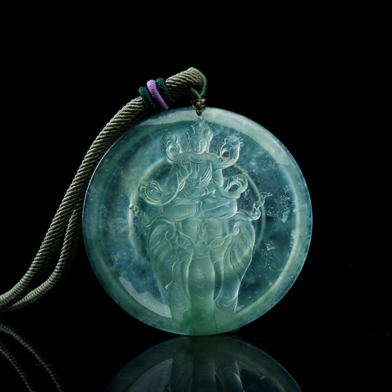 翡翠普贤吊坠-红掌柜