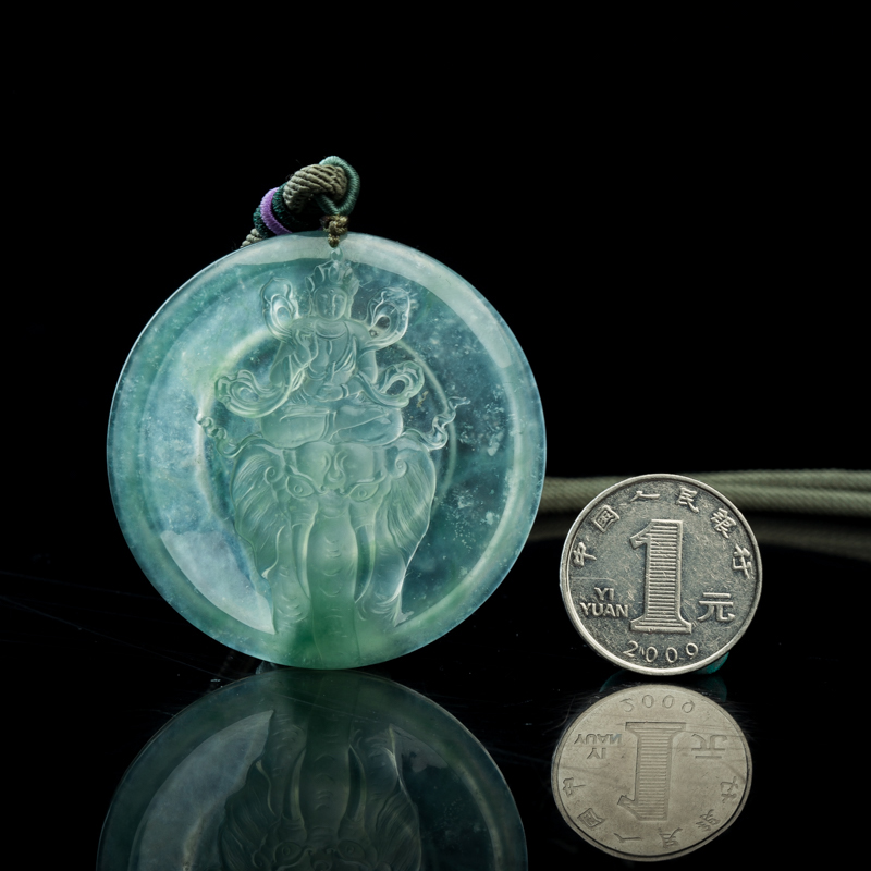 天然缅甸冰种飘翠翡翠普贤吊坠-红掌柜