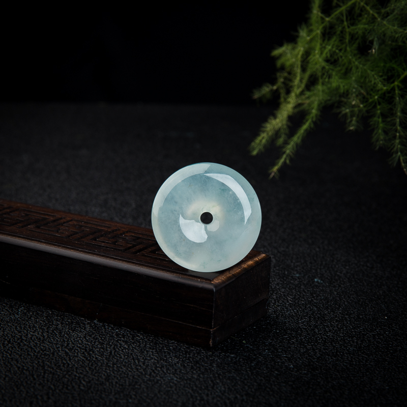 高冰种飘花翡翠平安扣吊坠-红掌柜