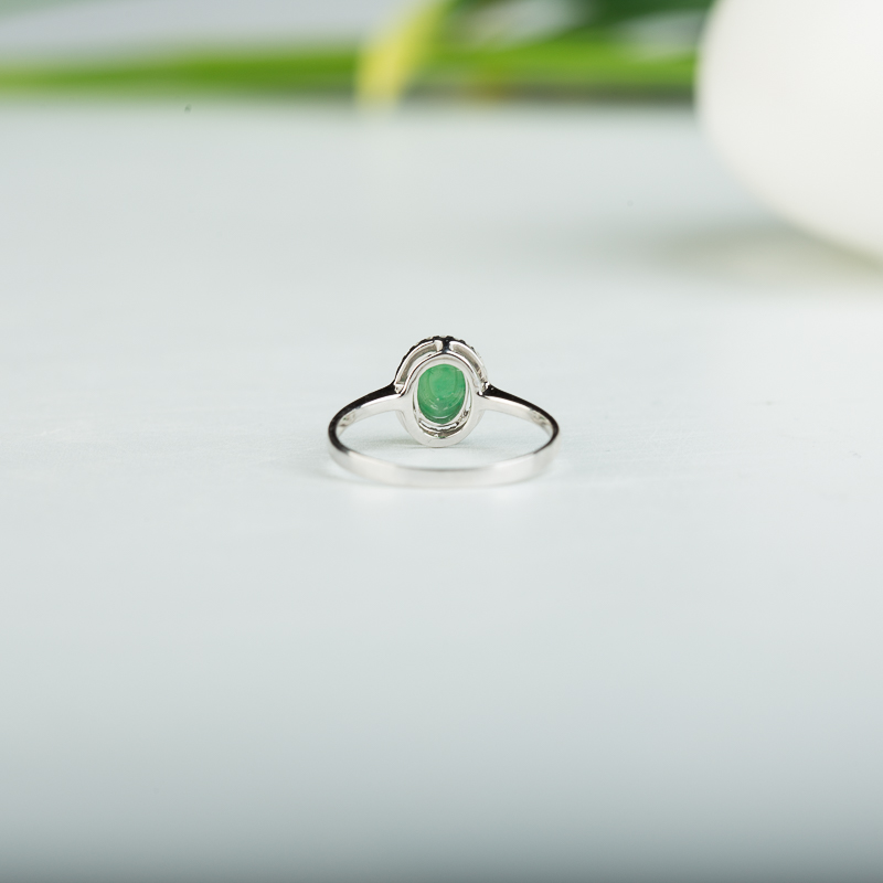 缅甸天然翠绿翡翠戒指-红掌柜