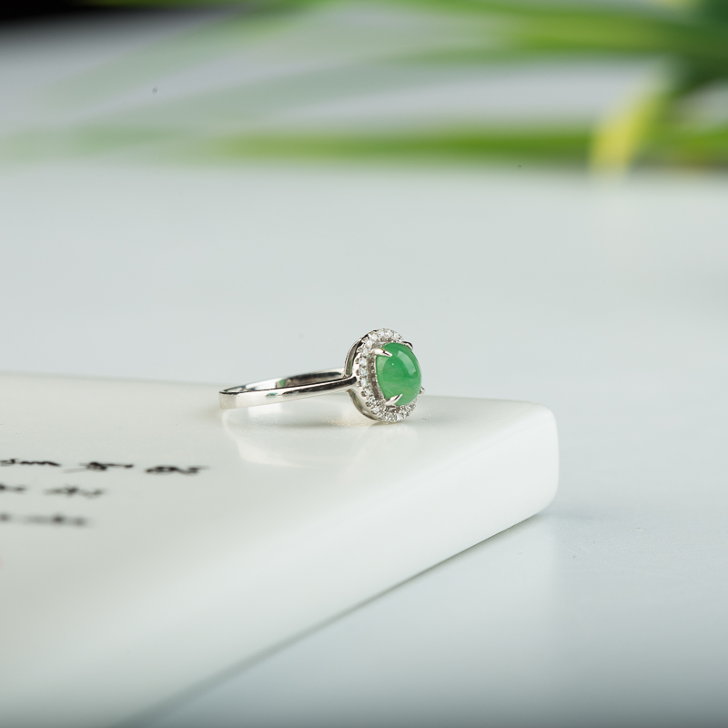 缅甸天然糯冰种翡翠戒指-红掌柜