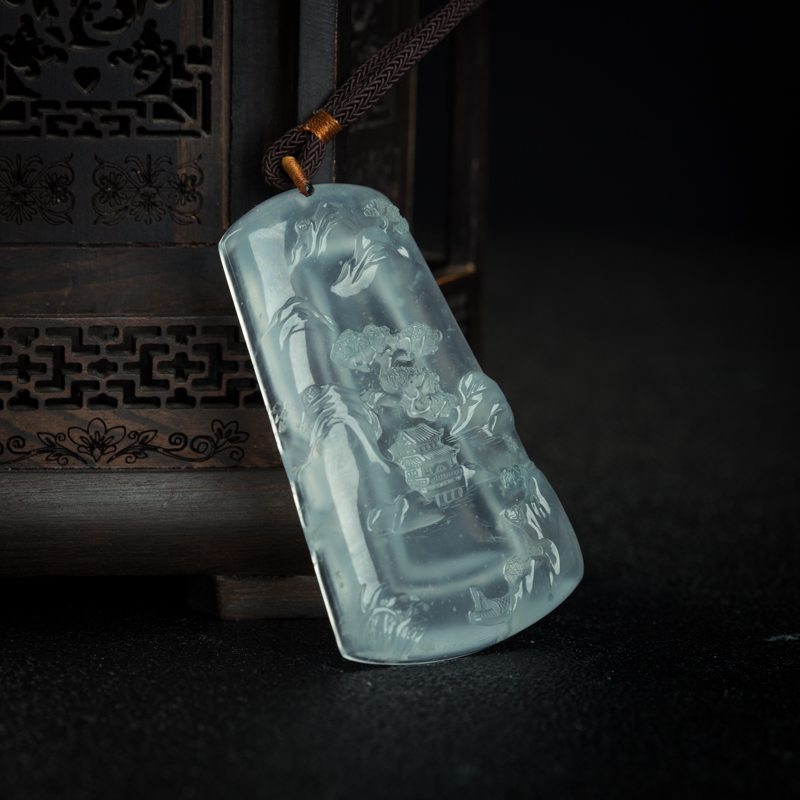缅甸天然高冰种飘花翡翠吊坠-红掌柜
