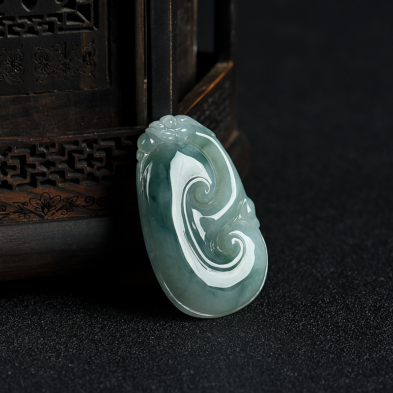 飘花翡翠如意吊坠-红掌柜