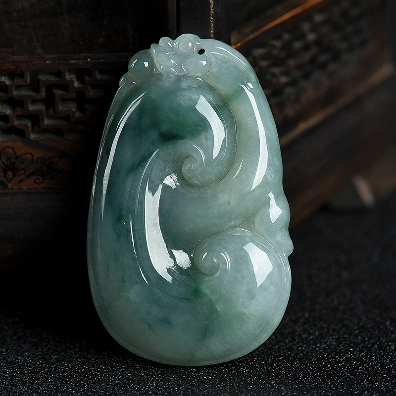 缅甸翡翠如意吊坠-红掌柜