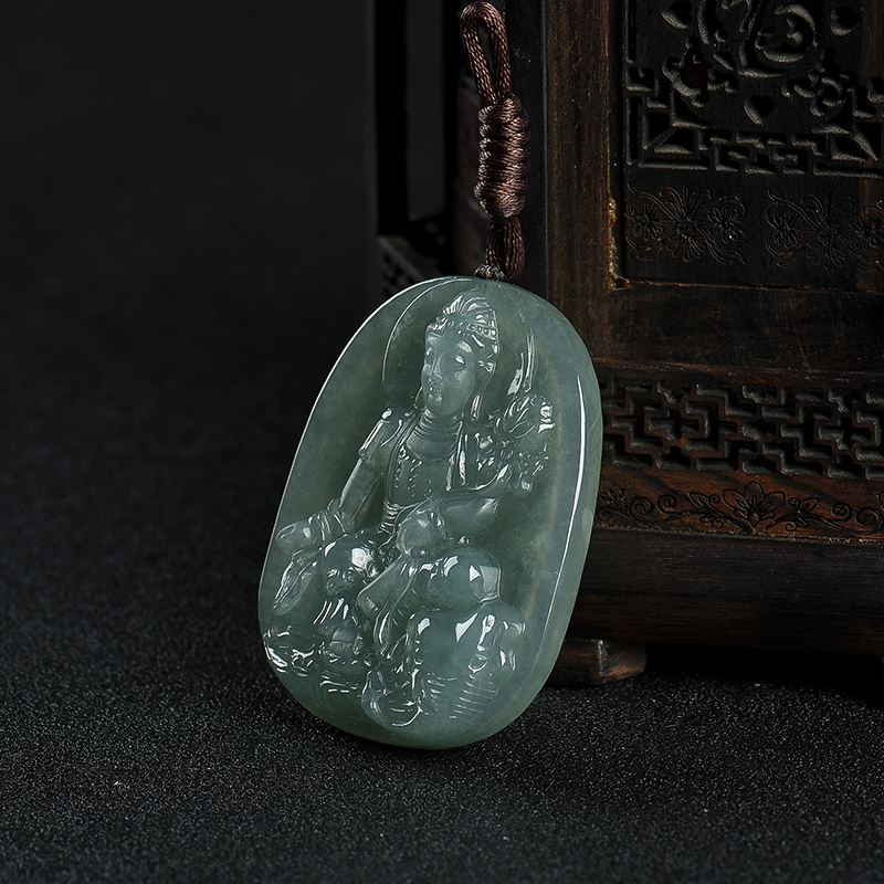 糯种翡翠普贤菩萨吊坠-红掌柜