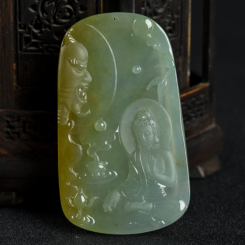 缅甸天然糯种俏色翡翠吊坠-红掌柜