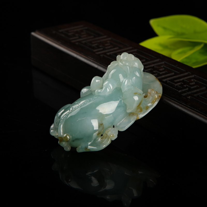 缅甸油青种翡翠貔貅吊坠-红掌柜