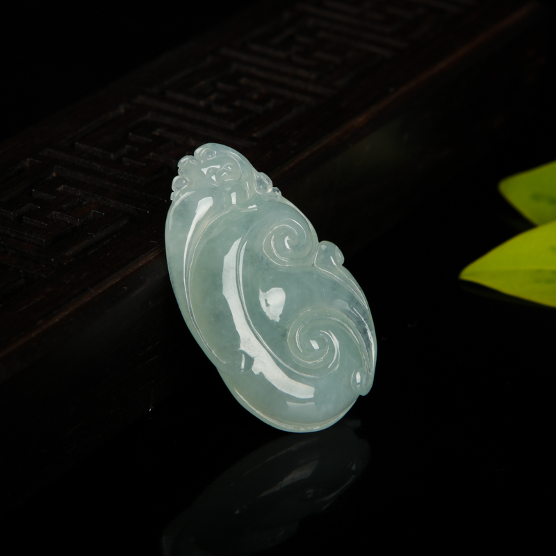 天然油青种翡翠吉祥如意吊坠-红掌柜