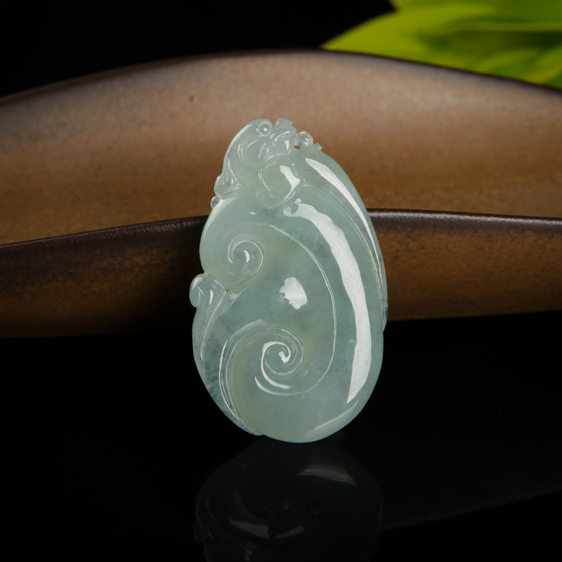 缅甸天然翡翠吉祥如意吊坠-红掌柜