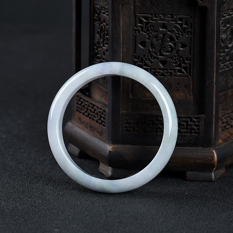 缅甸豆种春带彩翡翠手镯-红掌柜