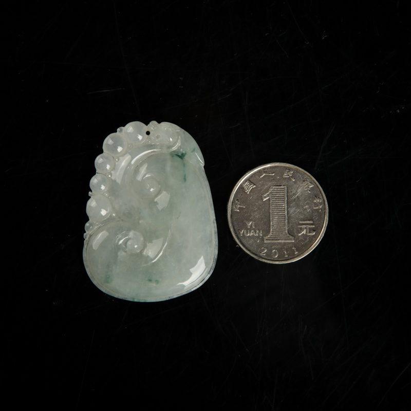 缅甸天然翡翠如意吊坠-红掌柜