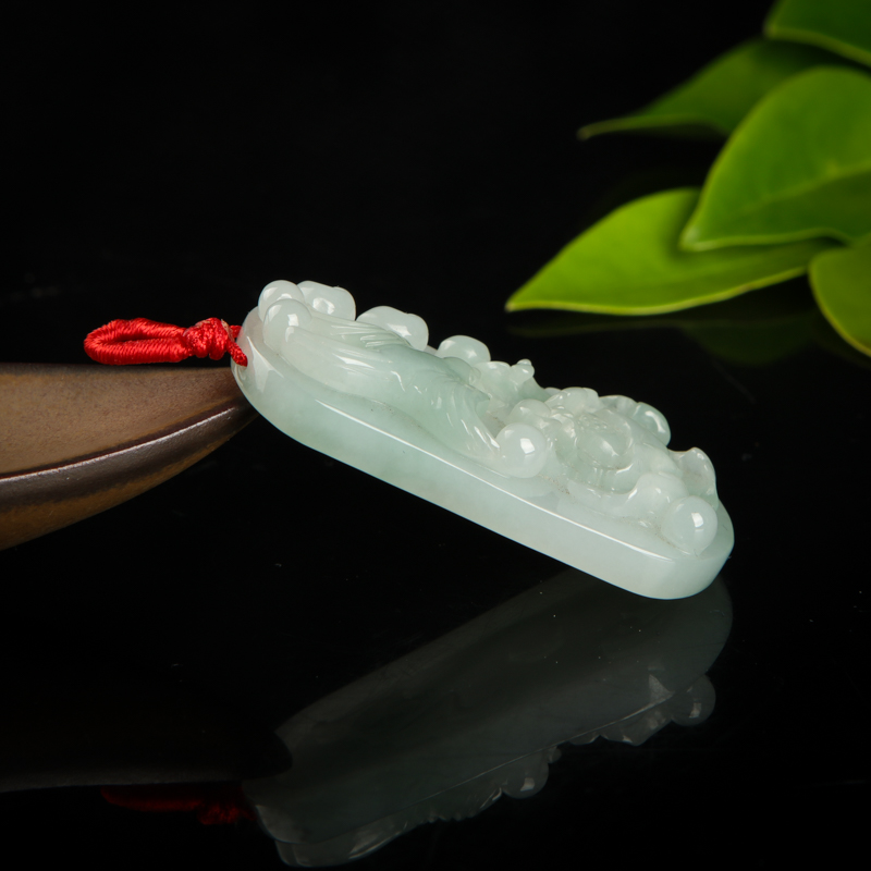 缅甸天然糯种翡翠一品清廉吊坠-红掌柜