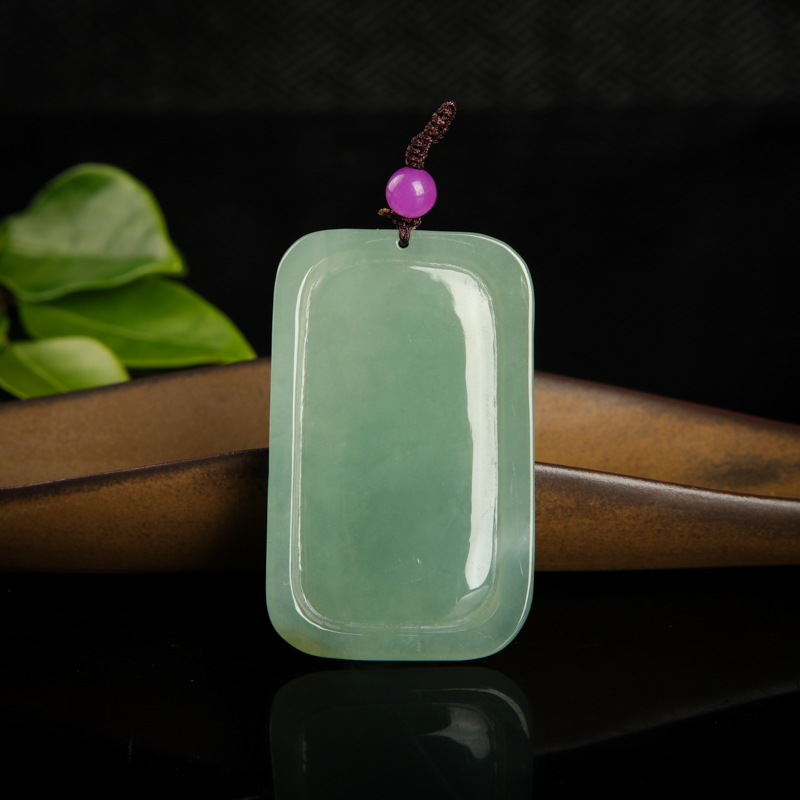 缅甸天然灰绿翡翠普贤菩萨吊坠-红掌柜