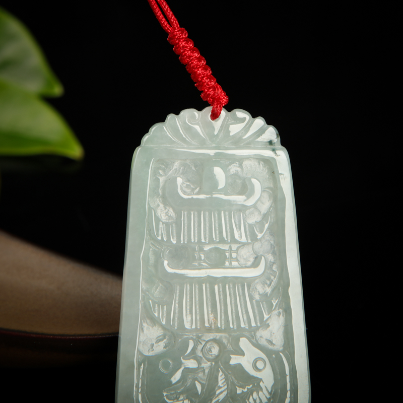 缅甸天然糯种飘花翡翠吊坠-红掌柜