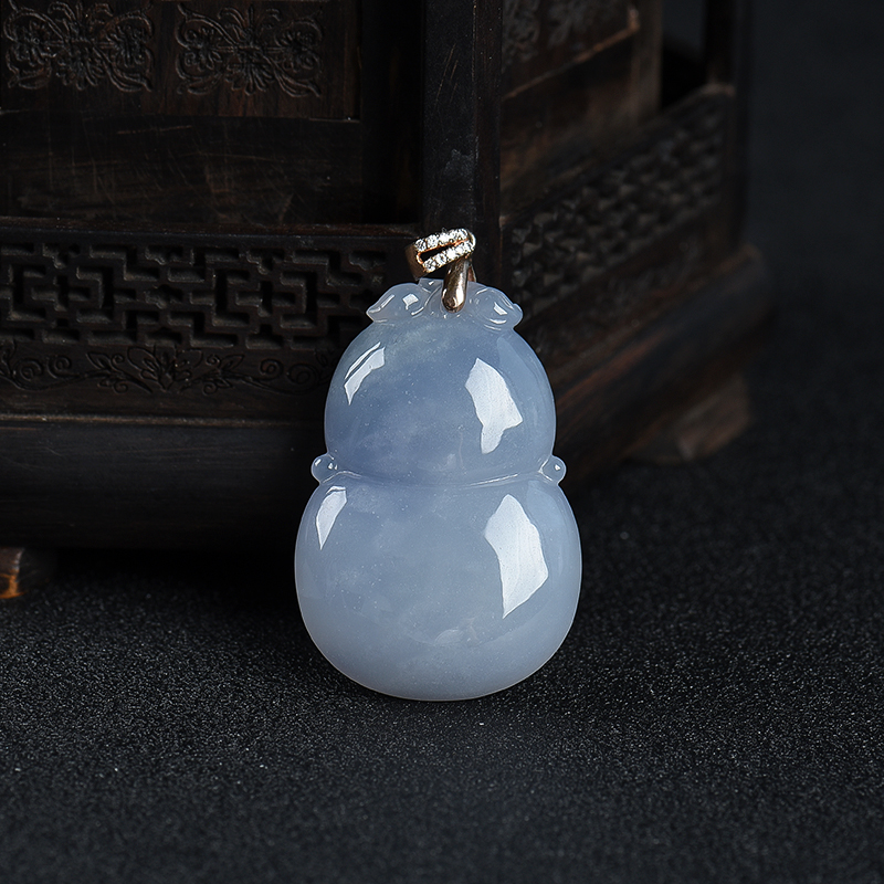 缅甸天然糯种浅紫翡翠福禄吊坠-红掌柜