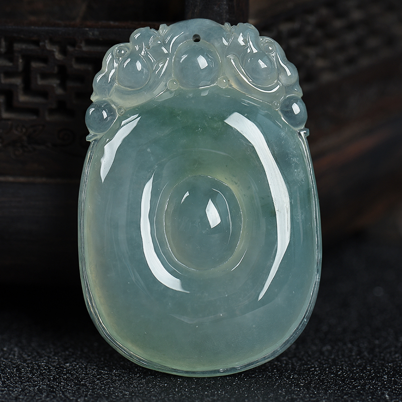 缅甸天然糯冰种飘花翡翠吊坠-红掌柜