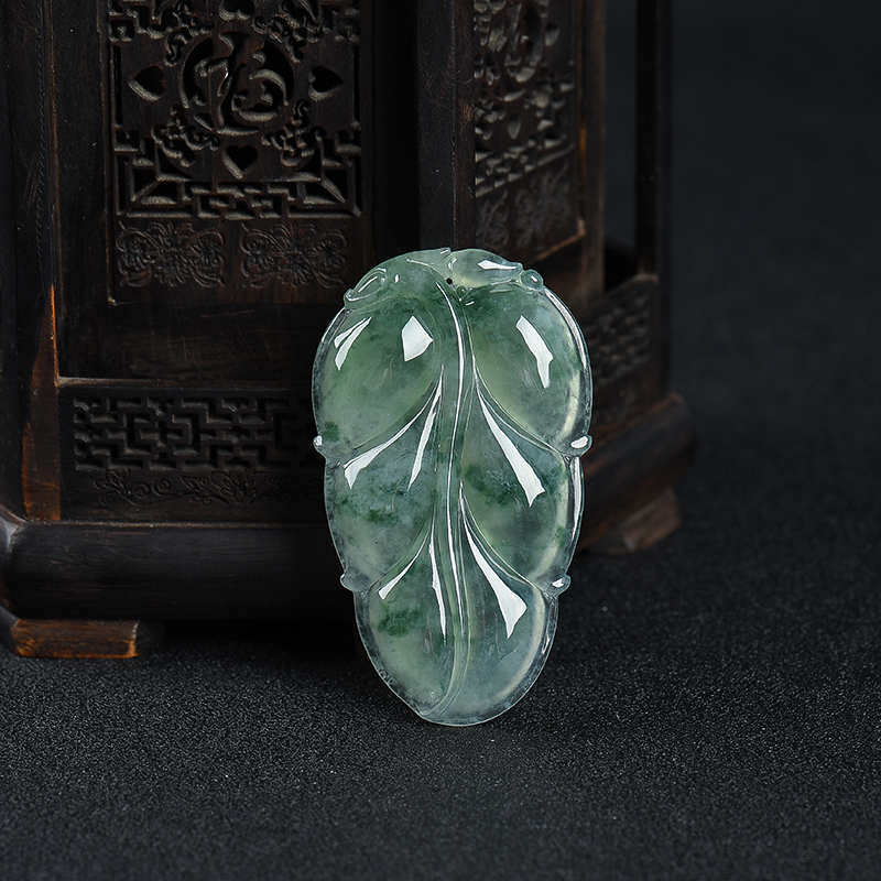 缅甸天然糯冰种飘花翡翠金枝玉叶吊坠-红掌柜