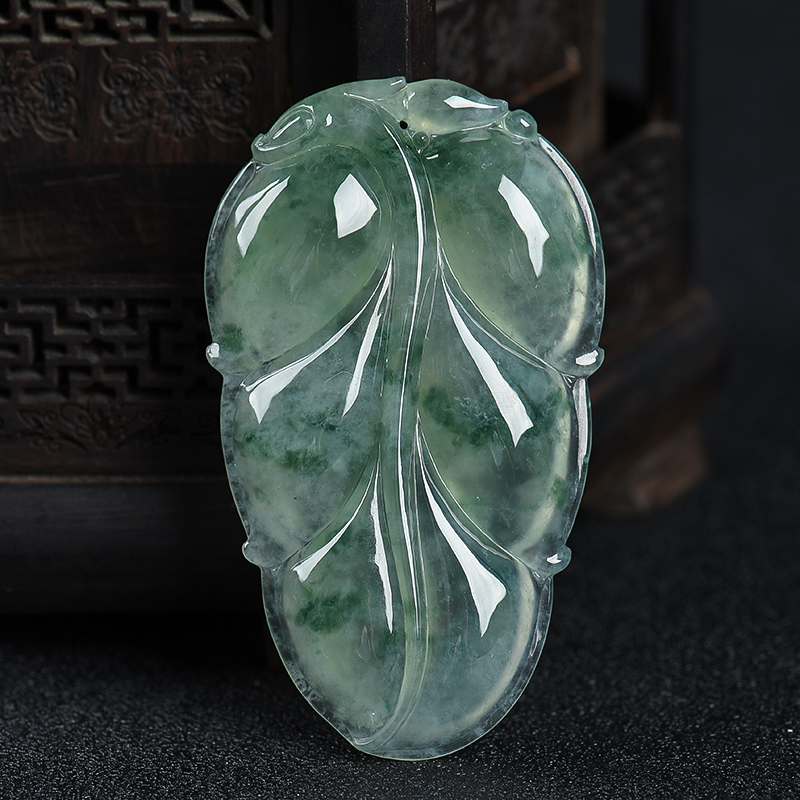 缅甸天然糯冰种飘花翡翠吊坠-红掌柜