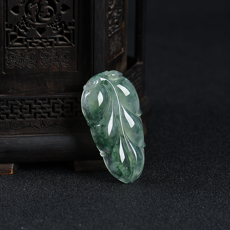 天然糯冰种飘花翡翠金枝玉叶吊坠-红掌柜