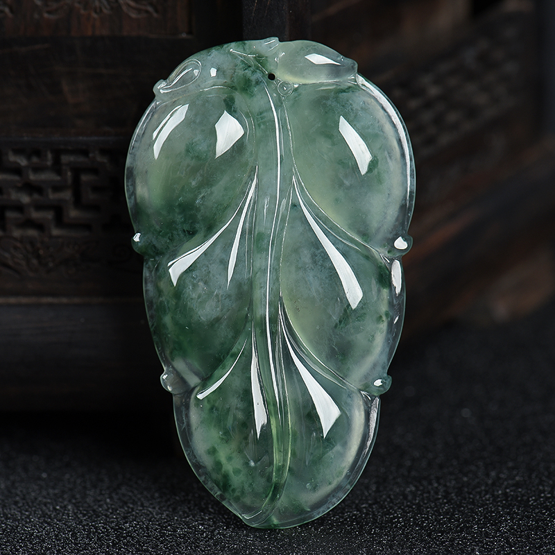 缅甸天然糯冰种飘花翡翠吊坠-红掌柜