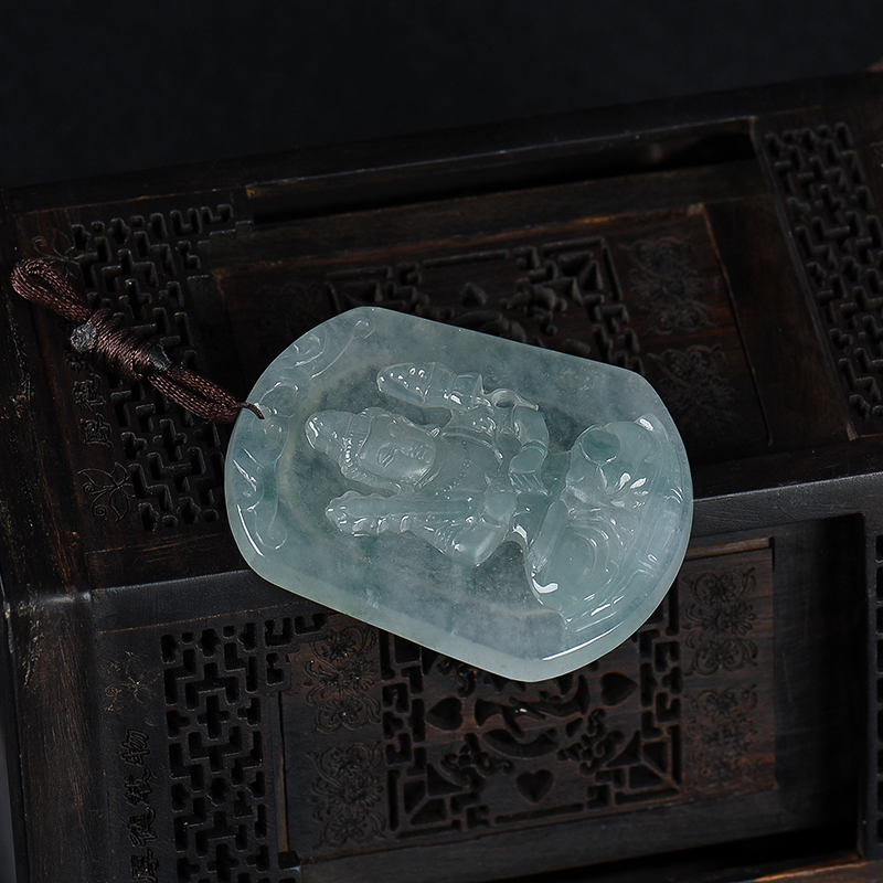 缅甸天然糯冰种翡翠虚空藏吊坠-红掌柜